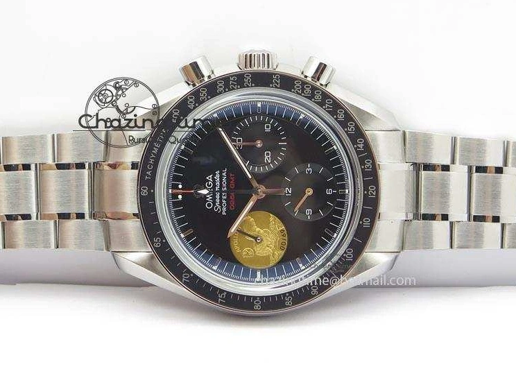 0524 Effortless Speedmaster Apollo 11 On SS Bracelet Manual Winding Chrono Movement 8225